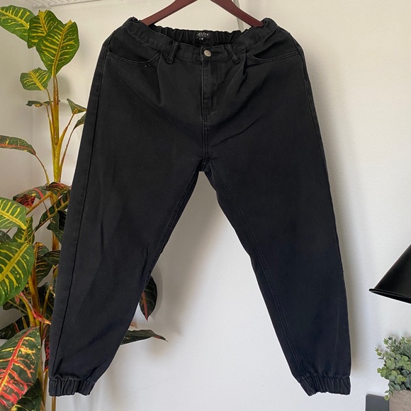 Zalora basic denim cropped joggers - Picture 1 of 5